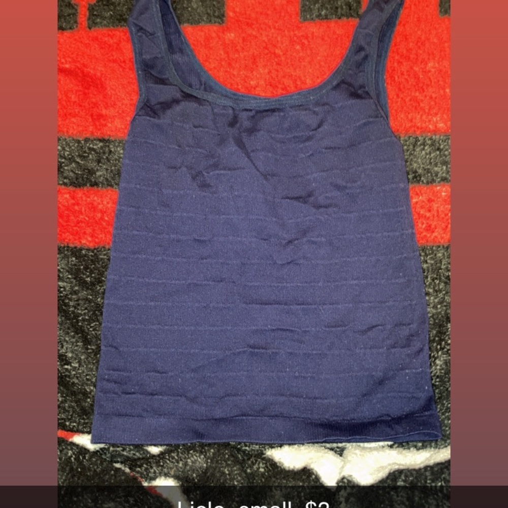 Fitted Ribbed Blue Sleeveless Tank Top